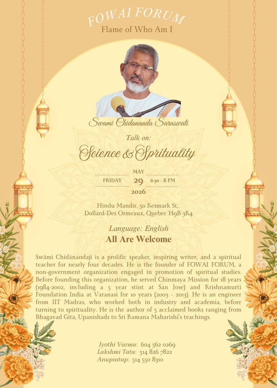 Science & Spirituality — Swami Chidananda Saraswati, Canada 2026