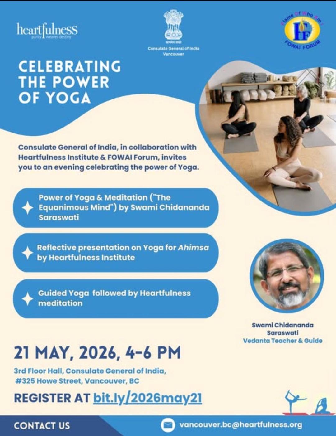 Celebrating the Power of Yoga — Swami Chidananda Saraswati, Canada 2026